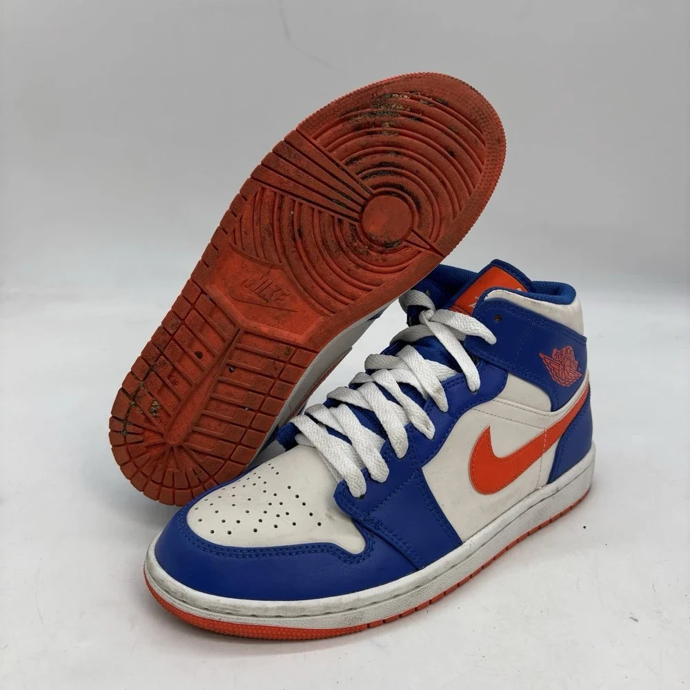 Jordan Air Jordan 1 Knicks Shoes Mens 7 Game Royal Rush Orange FD1029-400